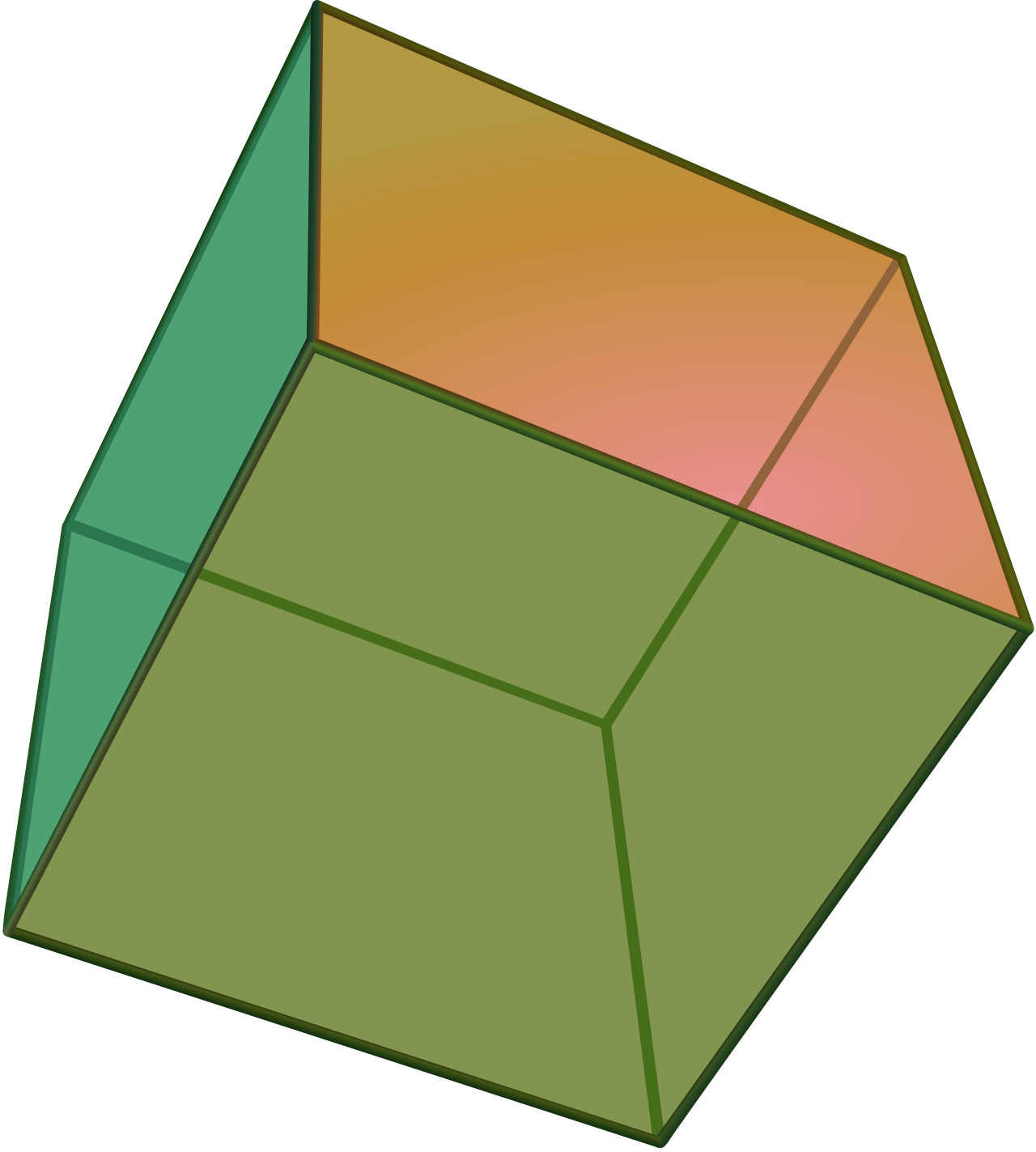 A standard cube is a regular polyhedron composed of six identical square faces.