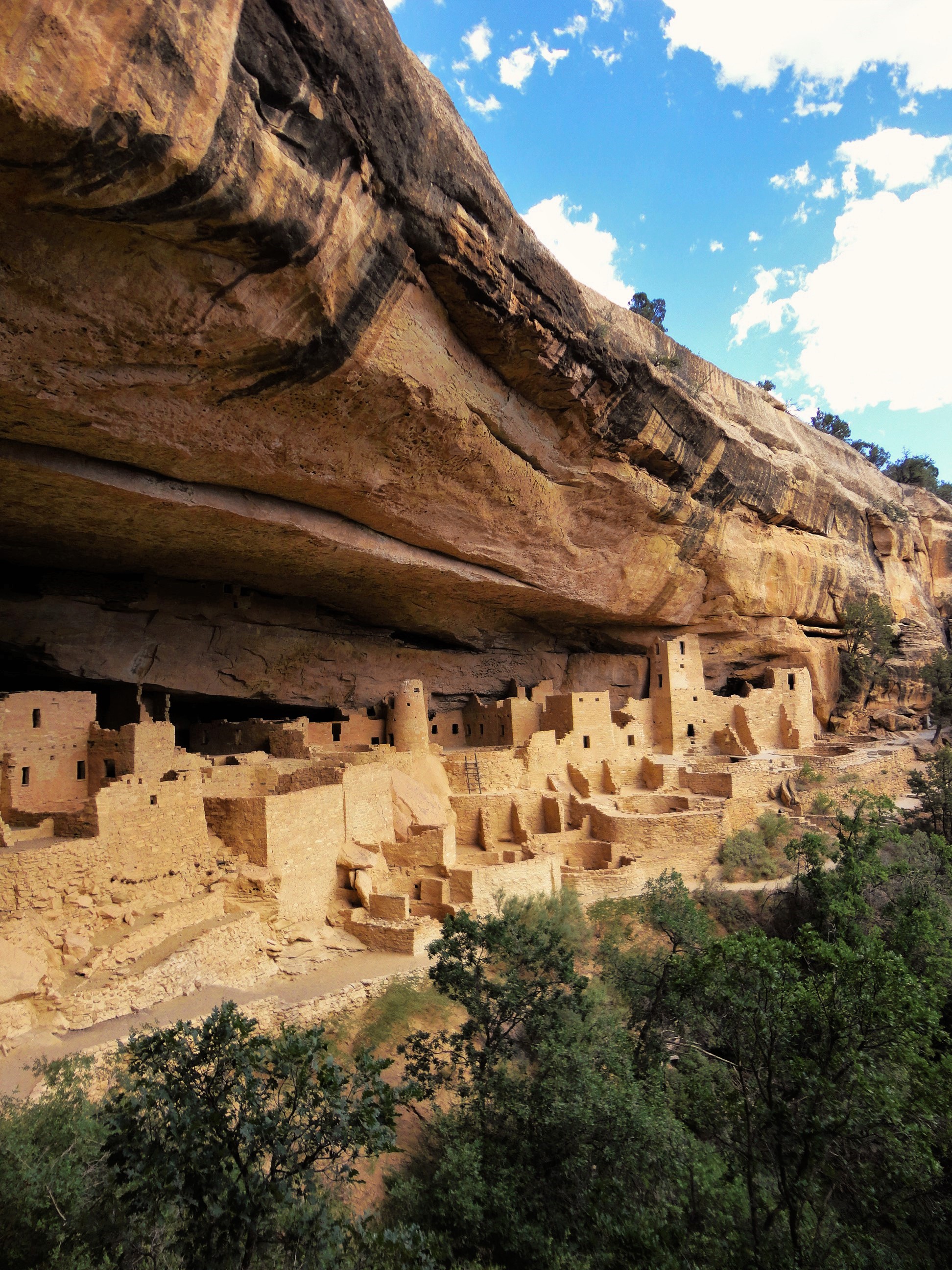 Cliff Palace in Mesa Verde National Park, showcasing the advanced, multi-story masonry architecture used by Ancestral Puebloans to adapt to the arid environment.