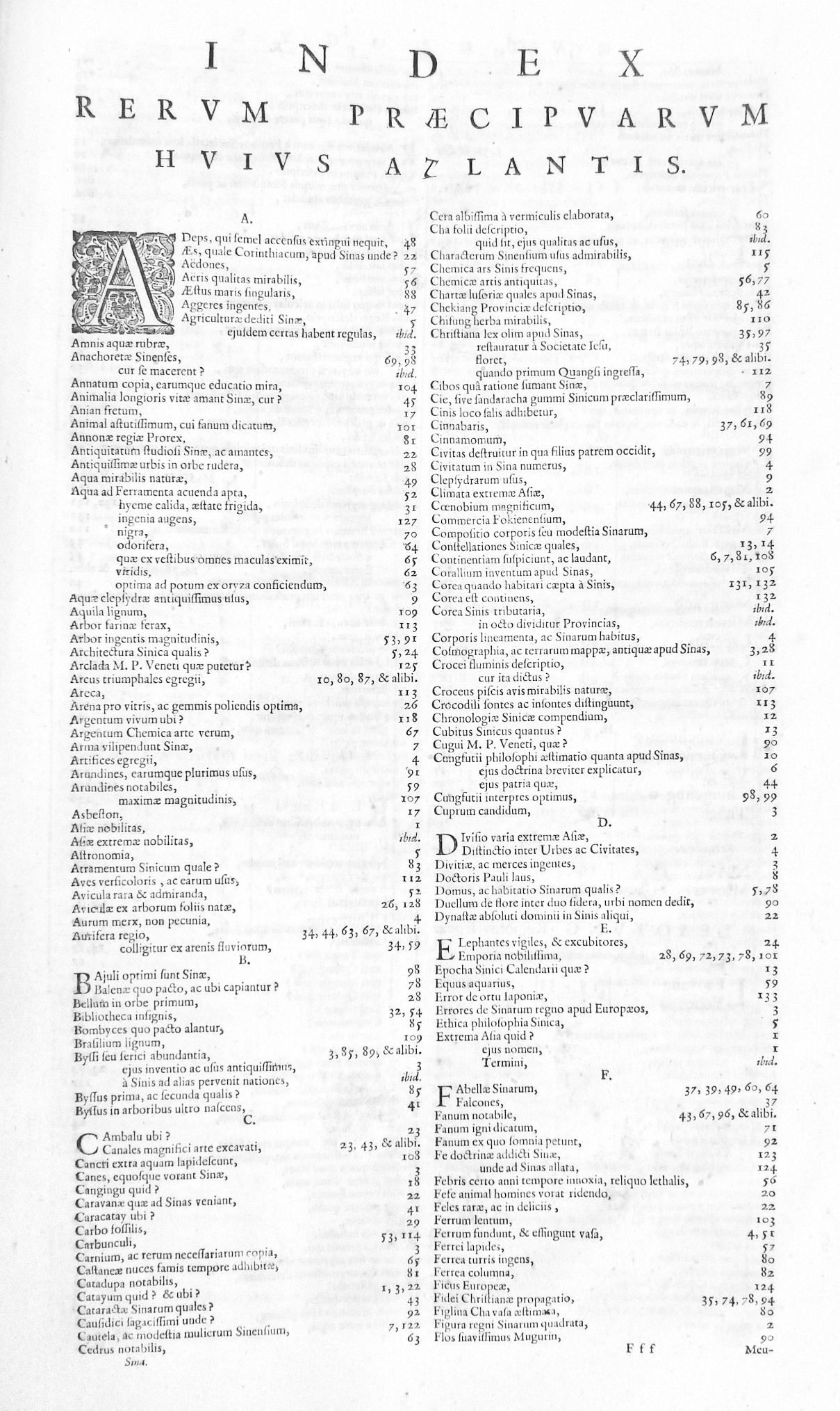 An index from a 1655 atlas. Indexes serve as critical post-reading navigational tools, allowing readers to map and trace specific thematic threads across disparate sections of a text.