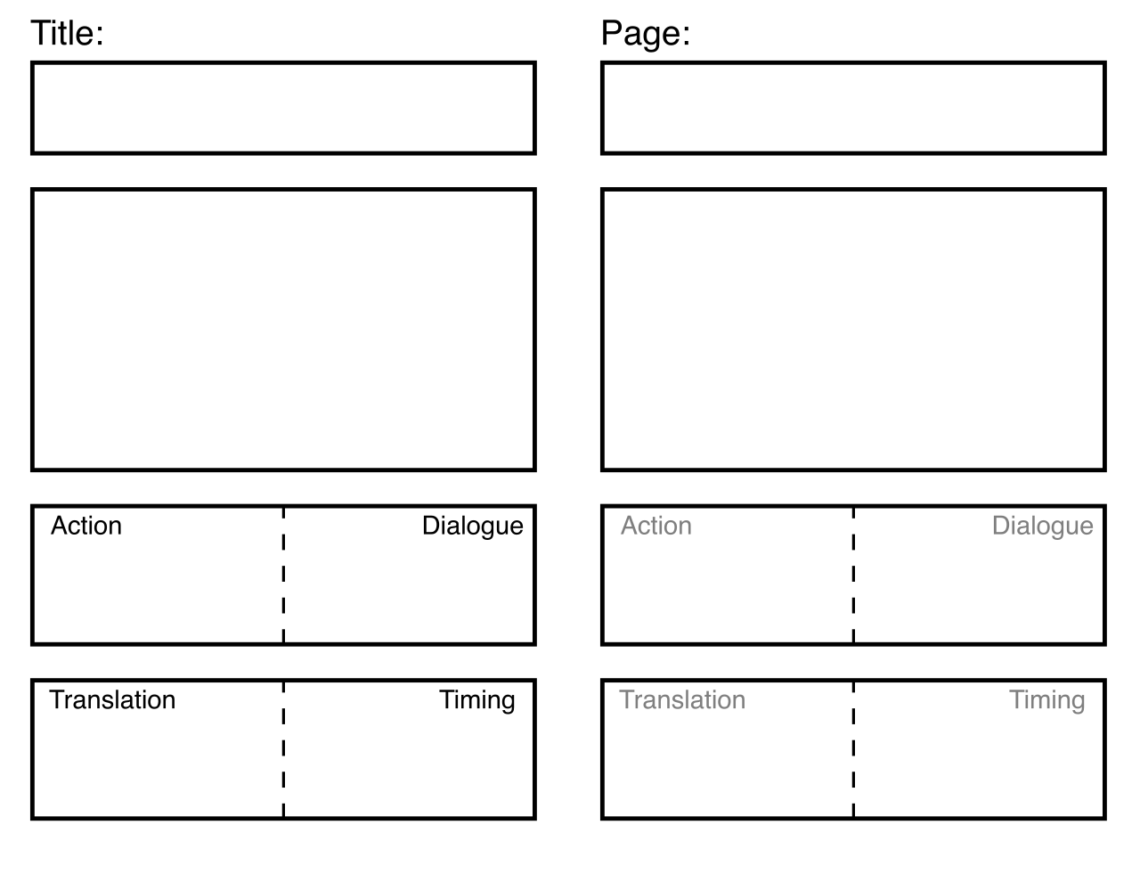 A storyboard template acts as a planning tool, forcing presenters to intentionally coordinate their spoken narrative with corresponding visual media.