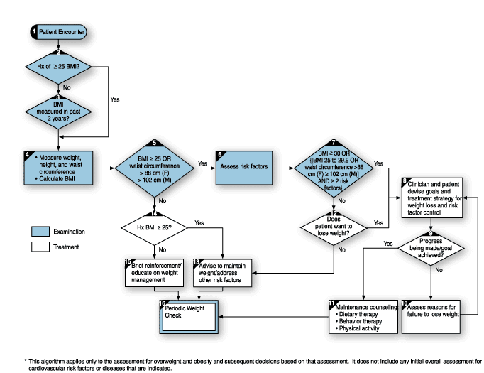 A clinical algorithmic flowchart using directional arrows and distinct shapes to guide healthcare providers through a structured, step-by-step decision-making protocol.