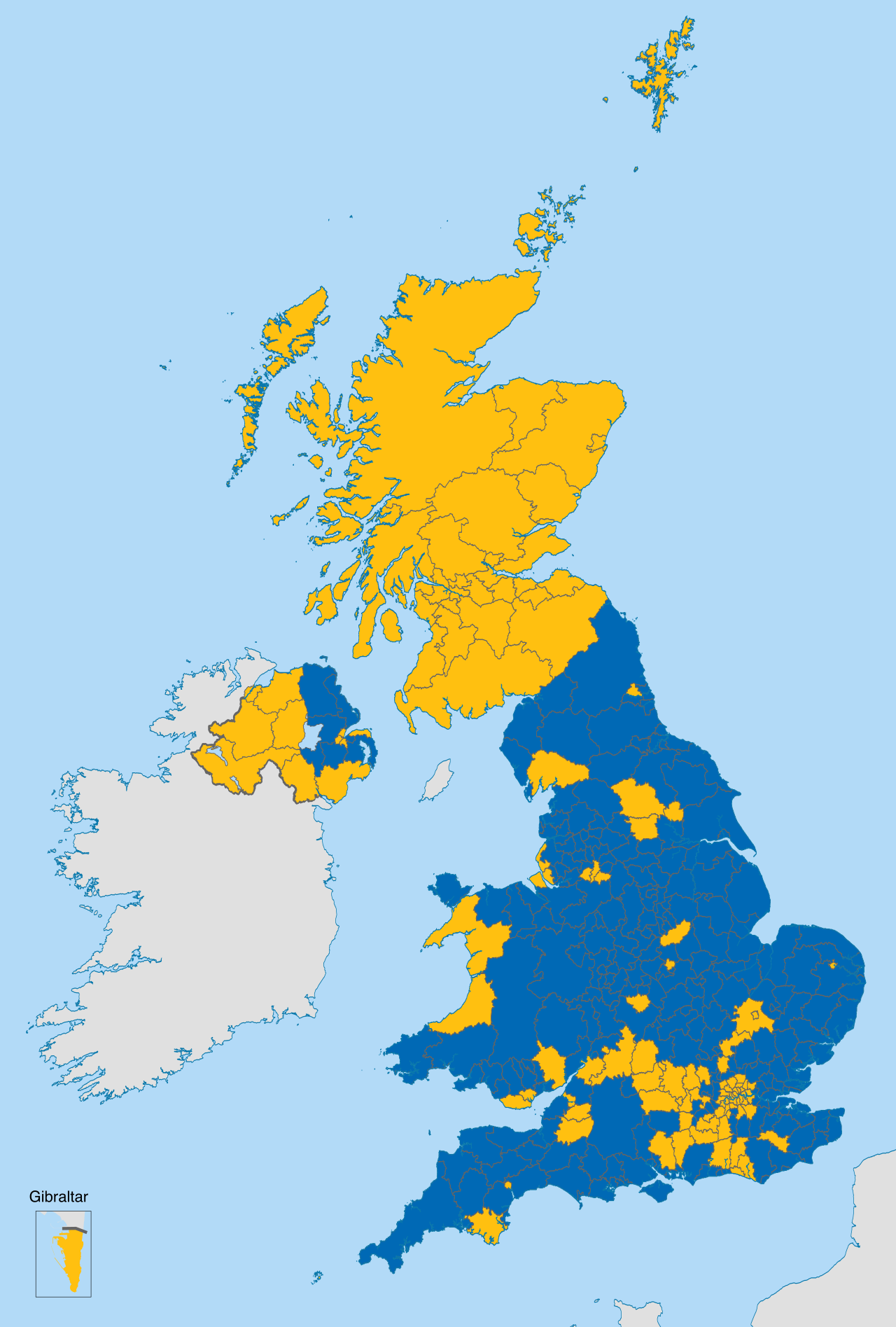 Regional voting results of the 2016 Brexit referendum. The successful populist campaign for the UK to leave the European Union demonstrated a significant backlash against globalization and supranational integration.