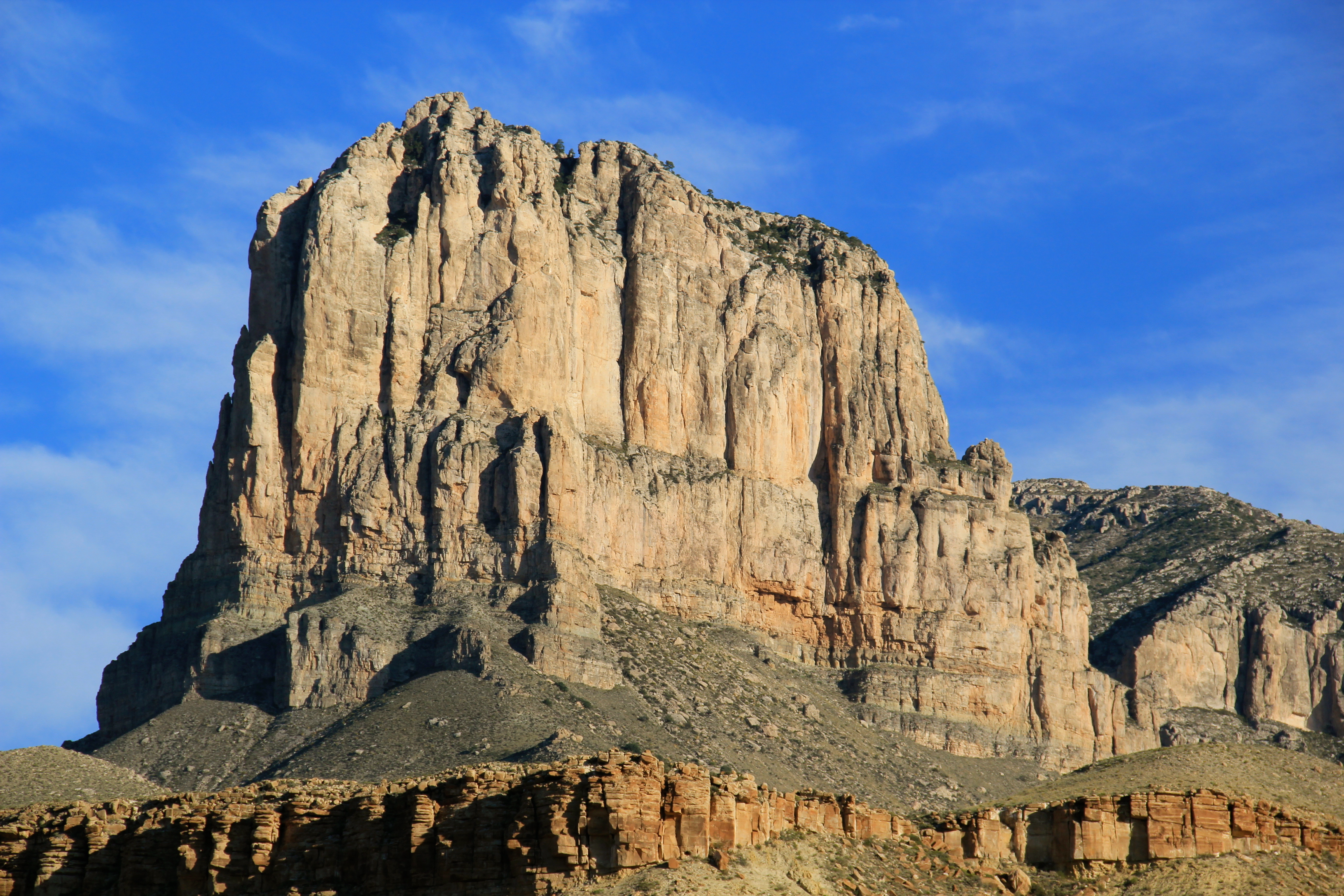 El Capitan in Texas is a massive limestone cliff that was once an ancient underwater reef, illustrating how geological forces uplift marine environments over deep geologic time.