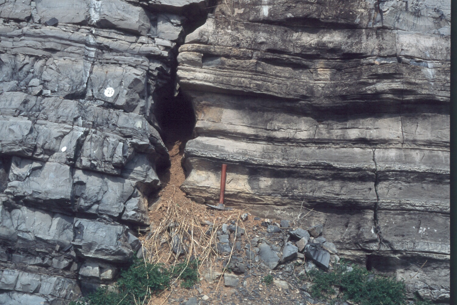 Chemical weathering permanently alters a rock's molecular composition, as seen in the degraded surface of the weathered limestone on the right.